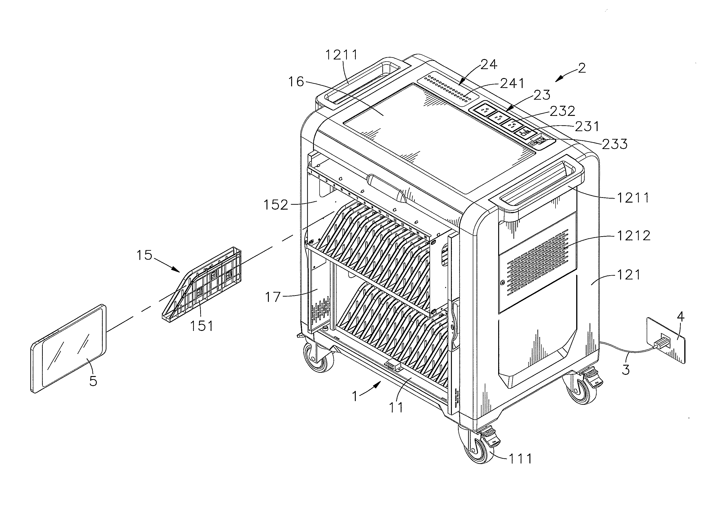 Tablet storage and charging cart