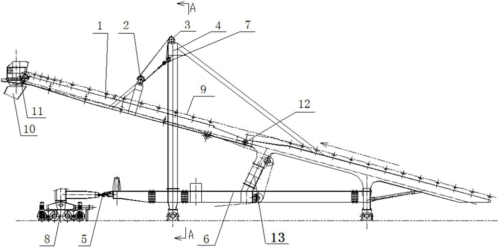 Mechanical pitching movable single tail trolley