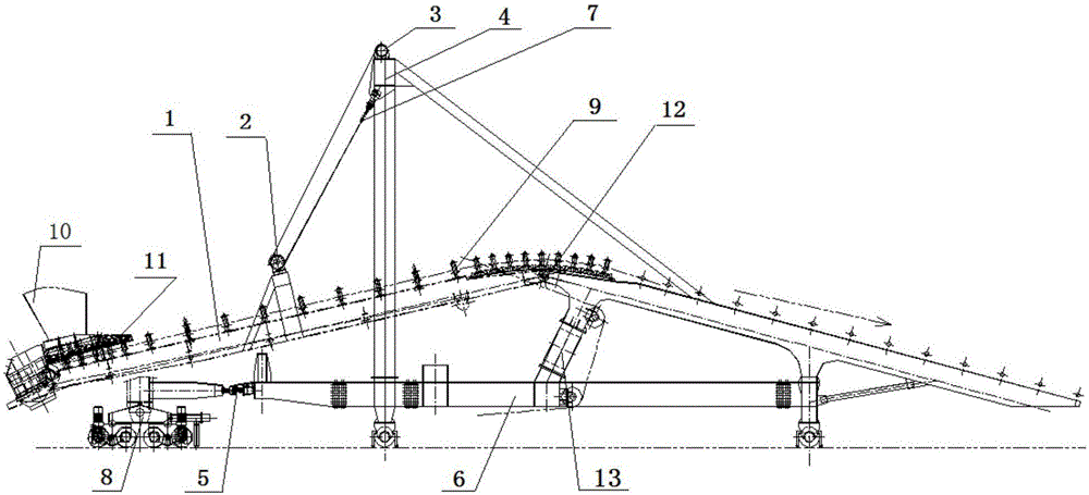 Mechanical pitching movable single tail trolley