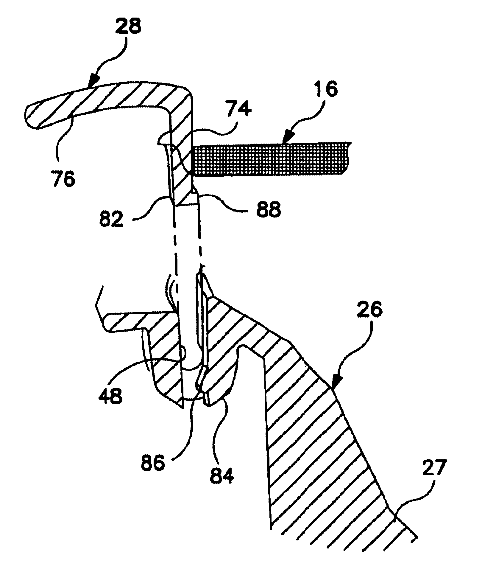 Load bearing fabric attachment and associated method