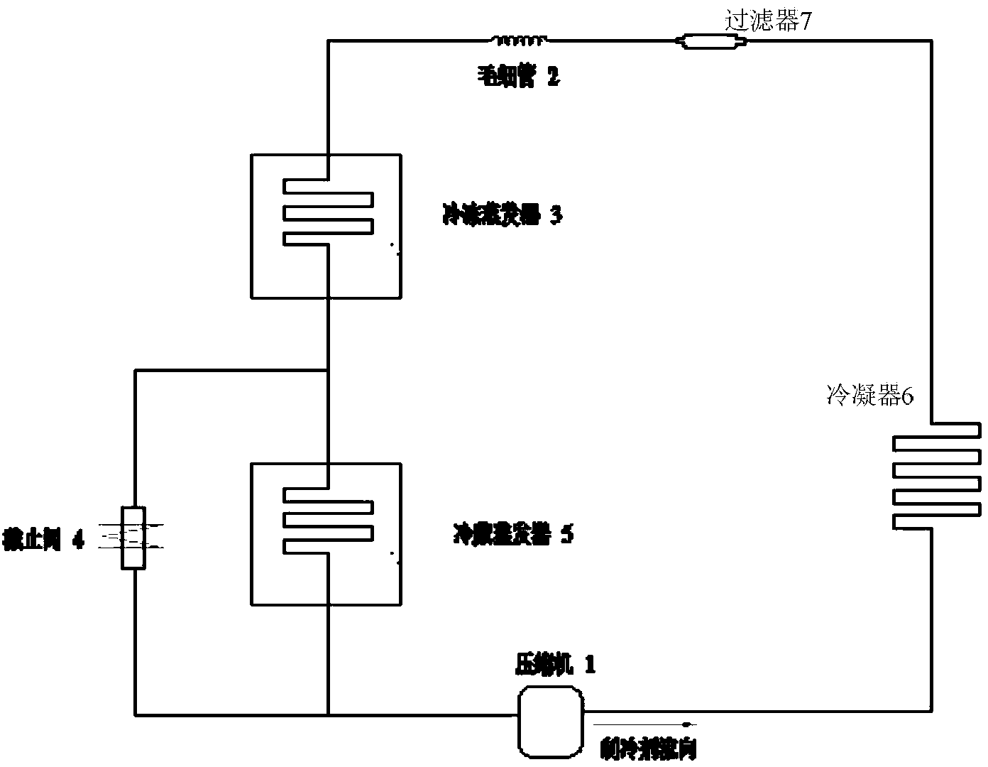 Single-capillary electronic control refrigeration system for electronically-controlled refrigerators