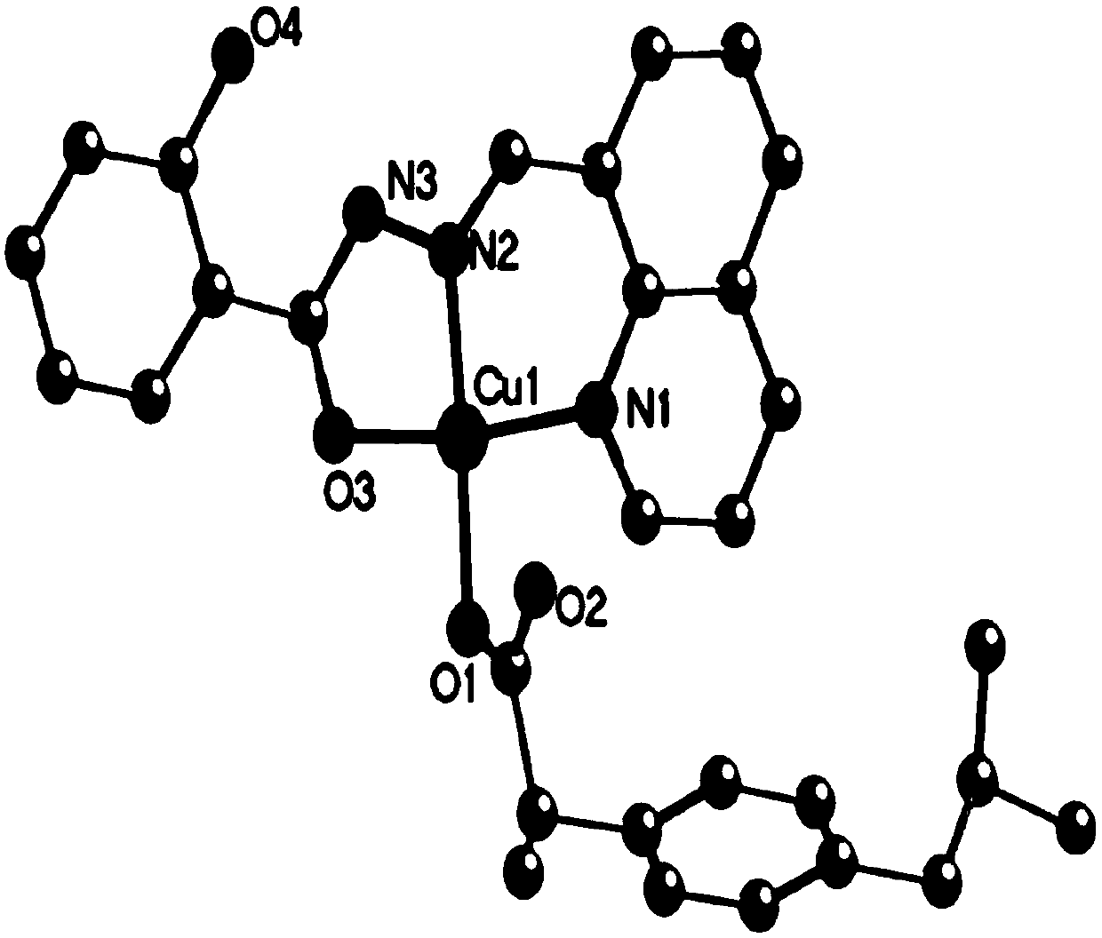 Copper (ii) complex constructed by ibuprofen and quinoline-8-formaldehyde Schiff base and its synthesis method and application