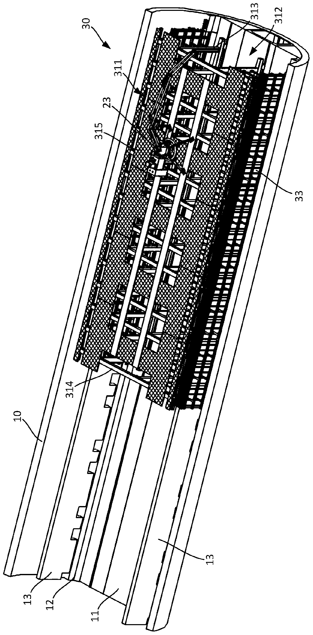 Clear water template trolley for constructing side wall structure in shield tunnel