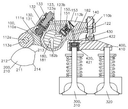 Split rocker arm and valve bridge combined type engine valve double-piston hydraulic driving device