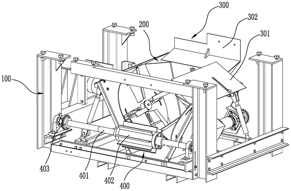 Inclined opposite disc type novel fertilizer scraping and side throwing device