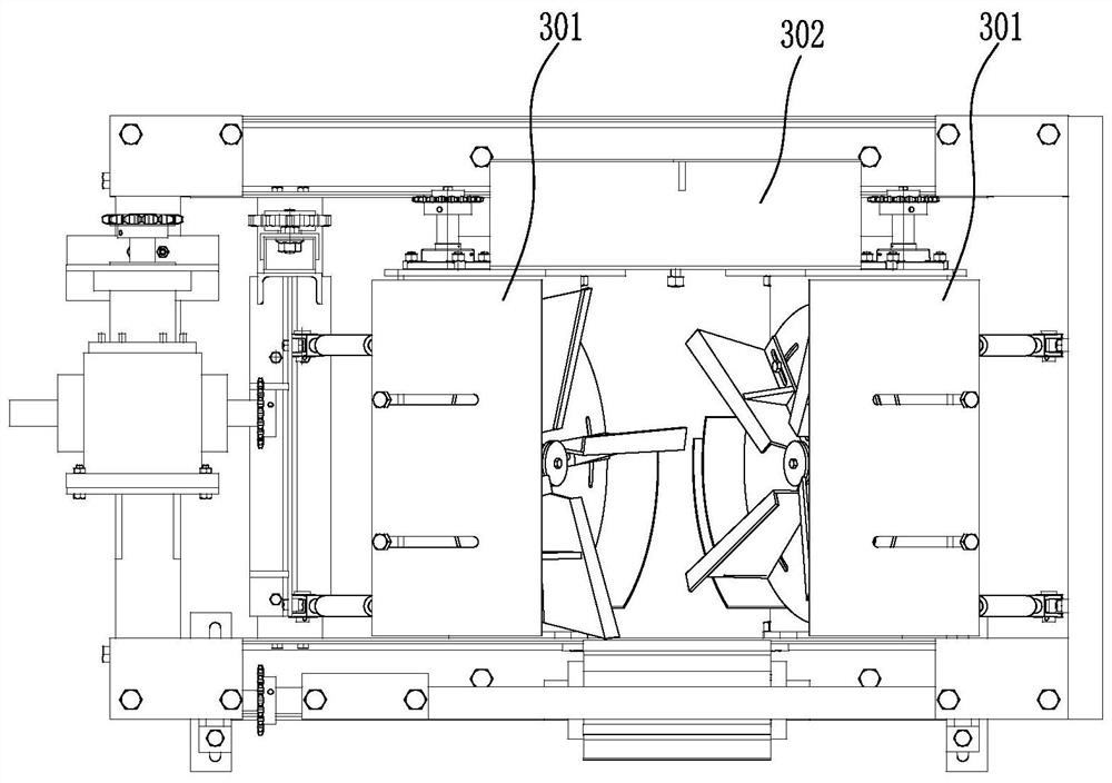 Inclined opposite disc type novel fertilizer scraping and side throwing device