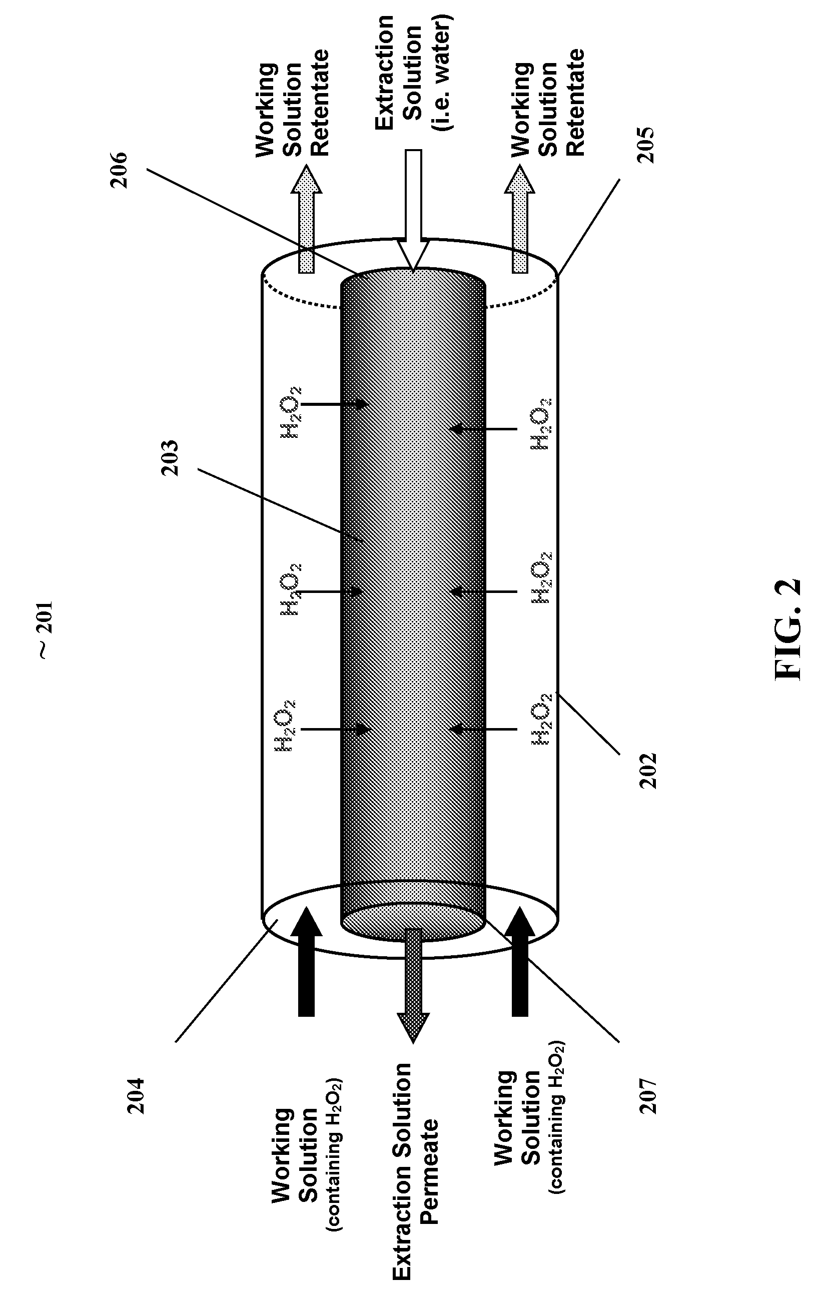 Membrane contactor assisted water extraction system for separating hydrogen peroxide from a working solution, and method thereof