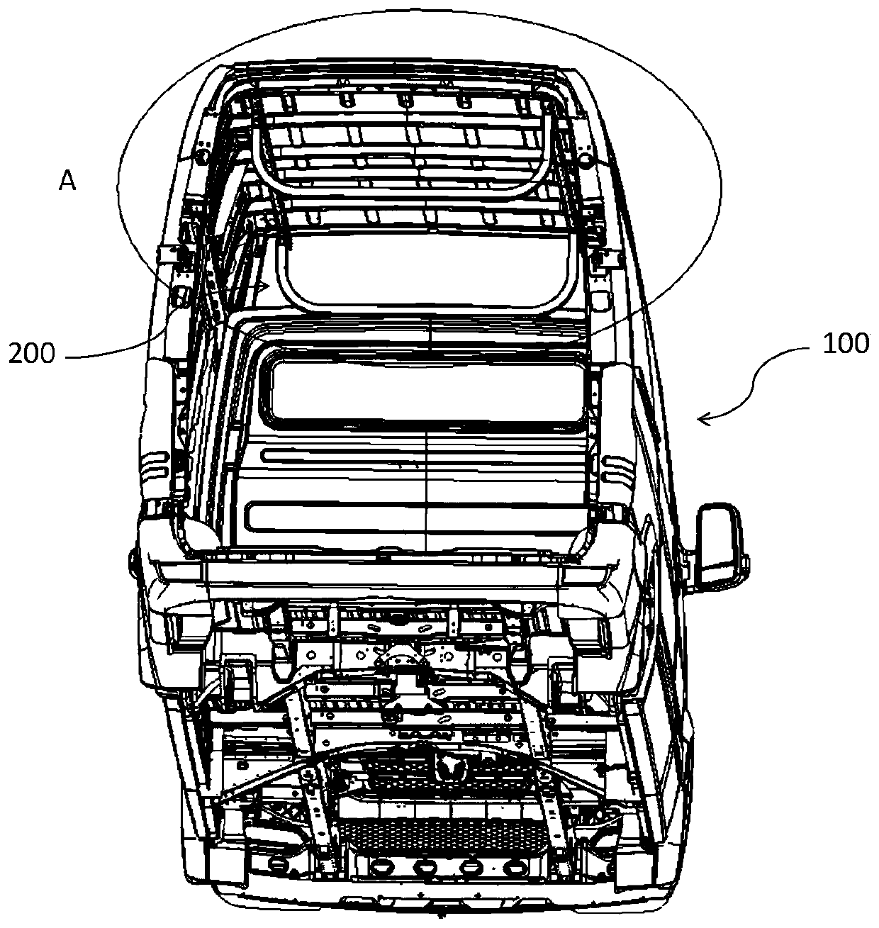 In-vehicle top frame of van and van provided with same