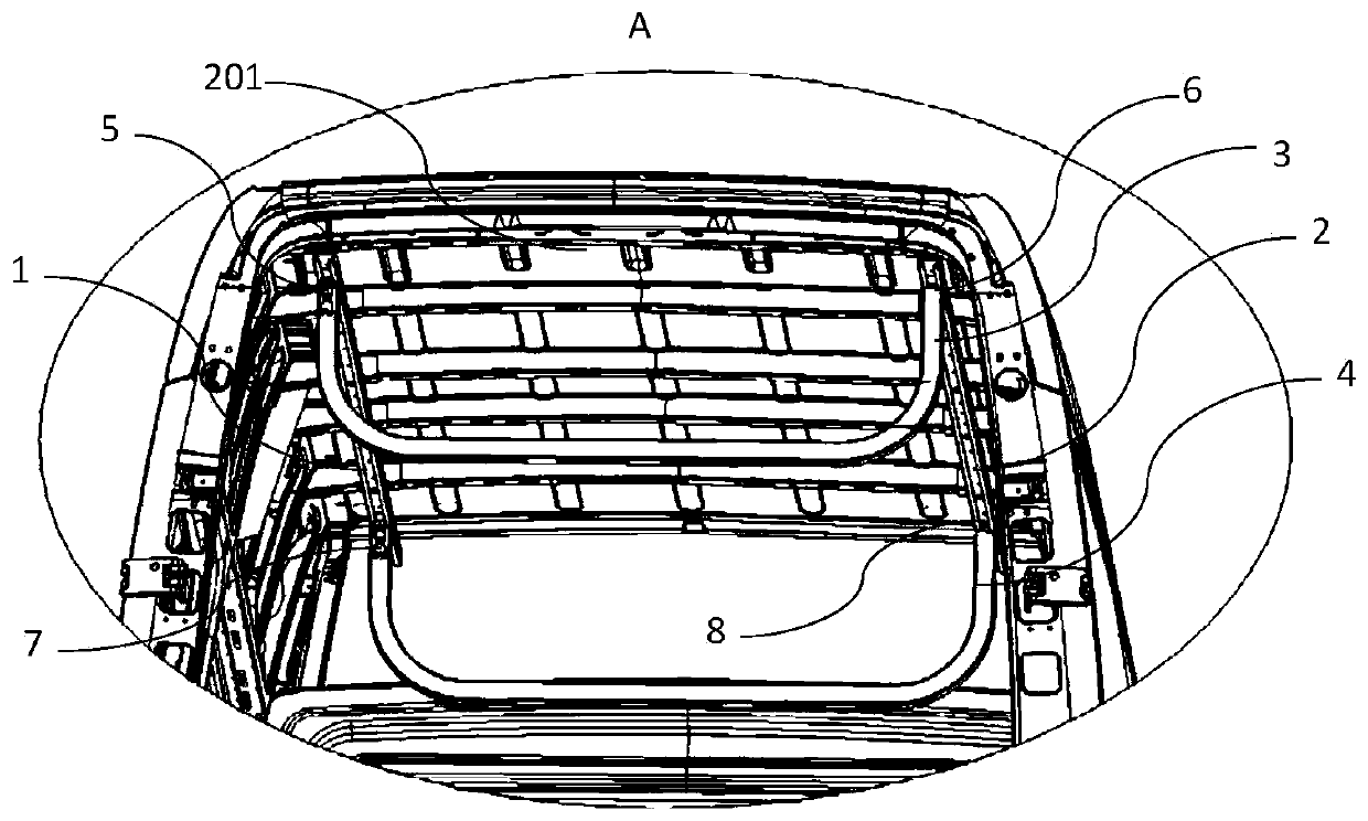 In-vehicle top frame of van and van provided with same