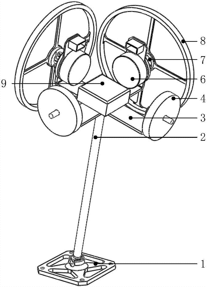 Double-inertia wheel spatial inverted pendulum system