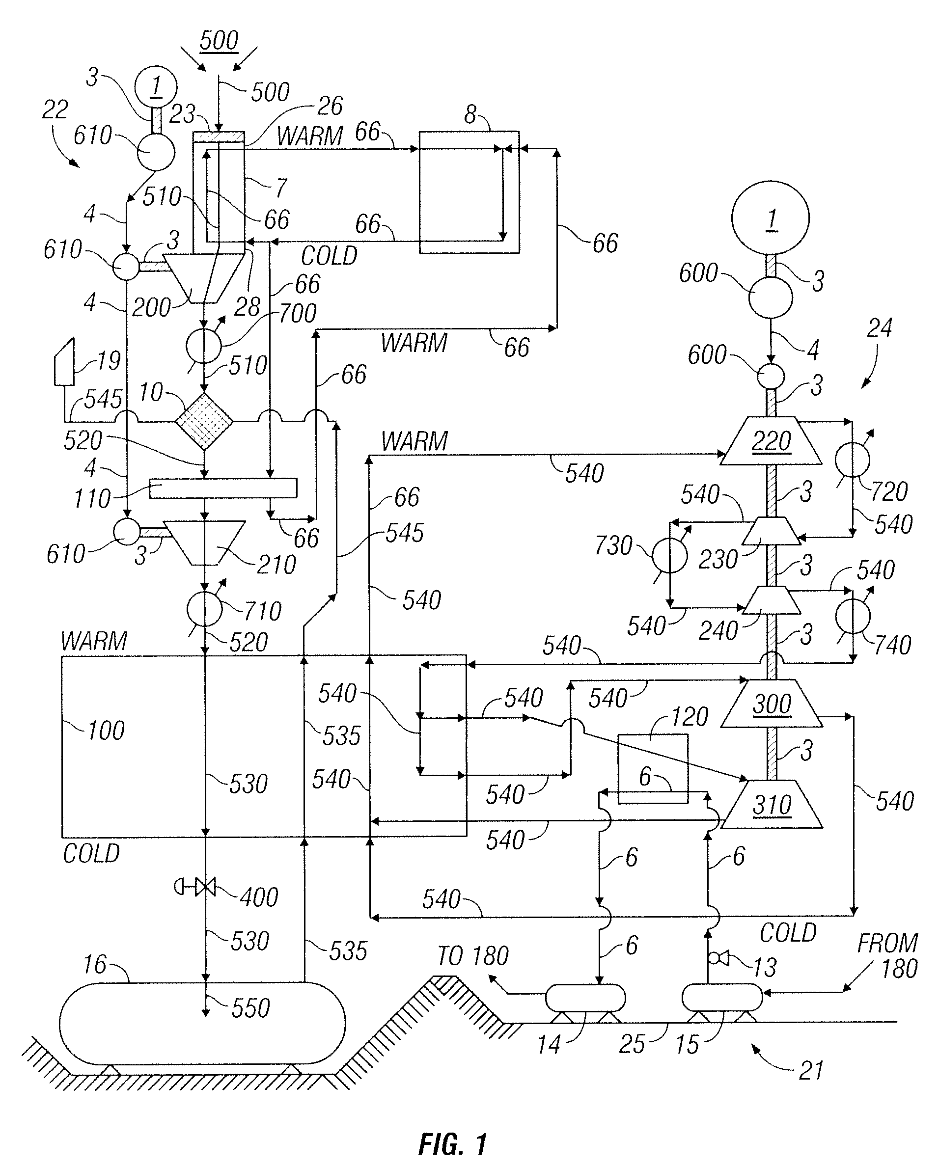 System and method for liquid air production, power storage and power release