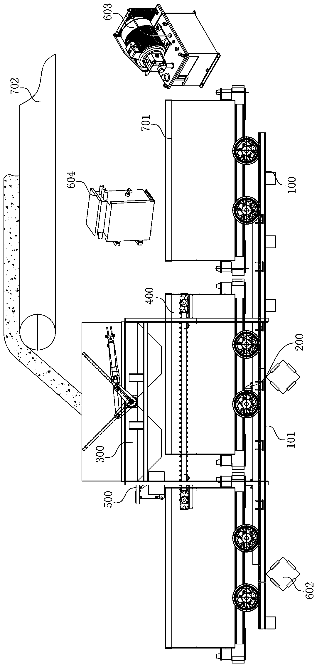 Continuous automatic gangue loading system and method for tramcars