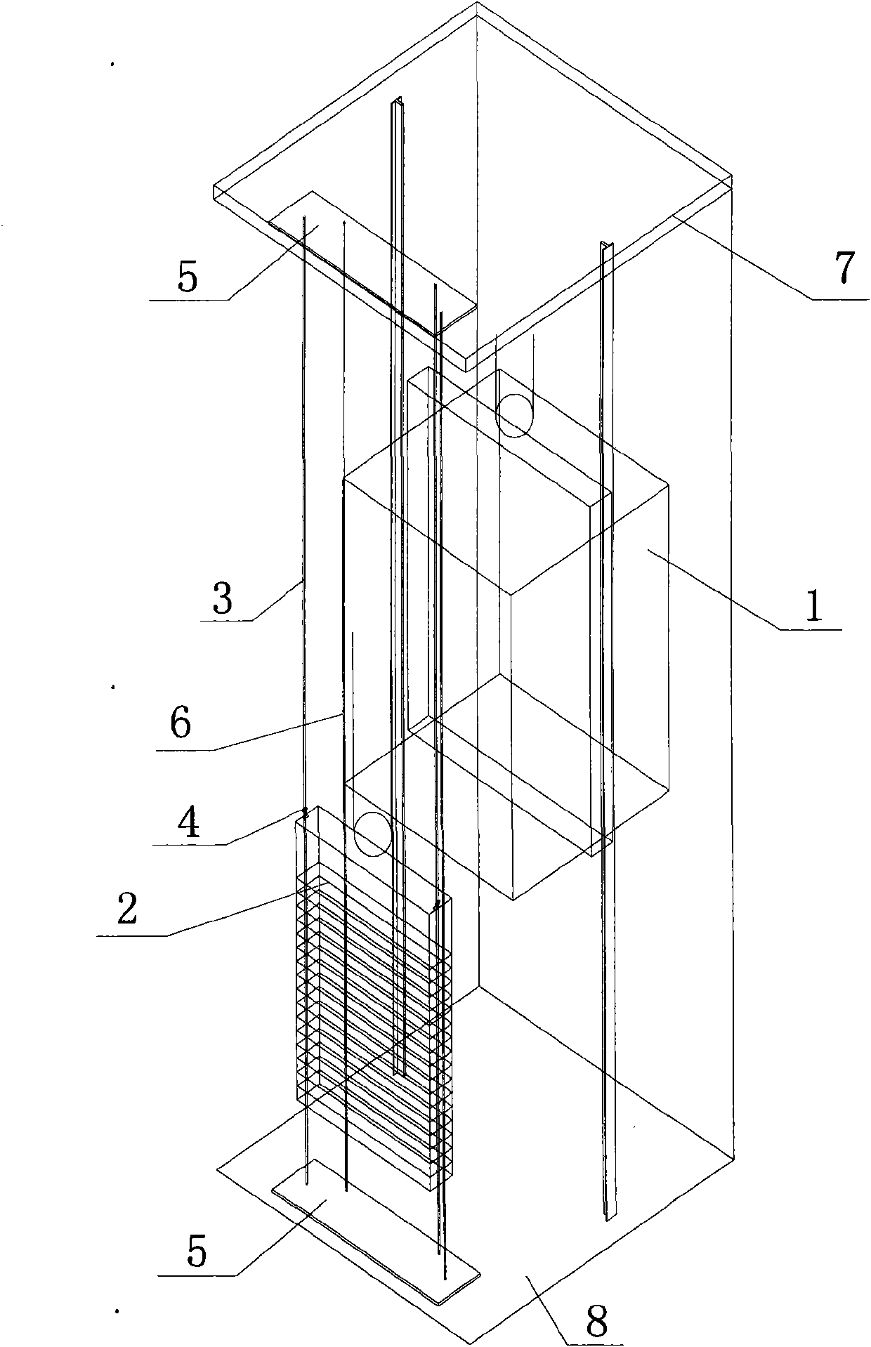 Passenger lift of flexible counterweight guide rail