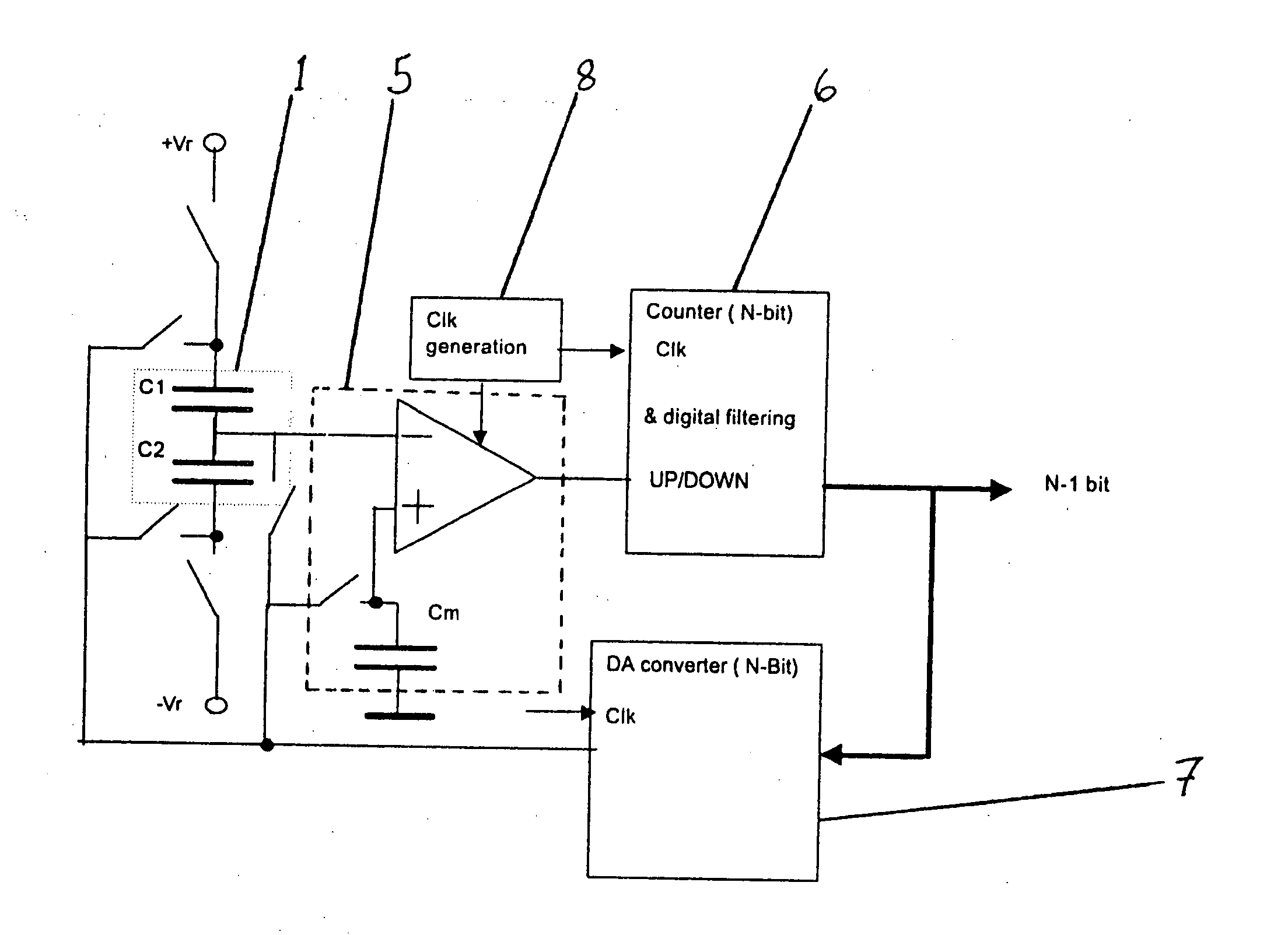 Capacitive acceleration sensor arrangement