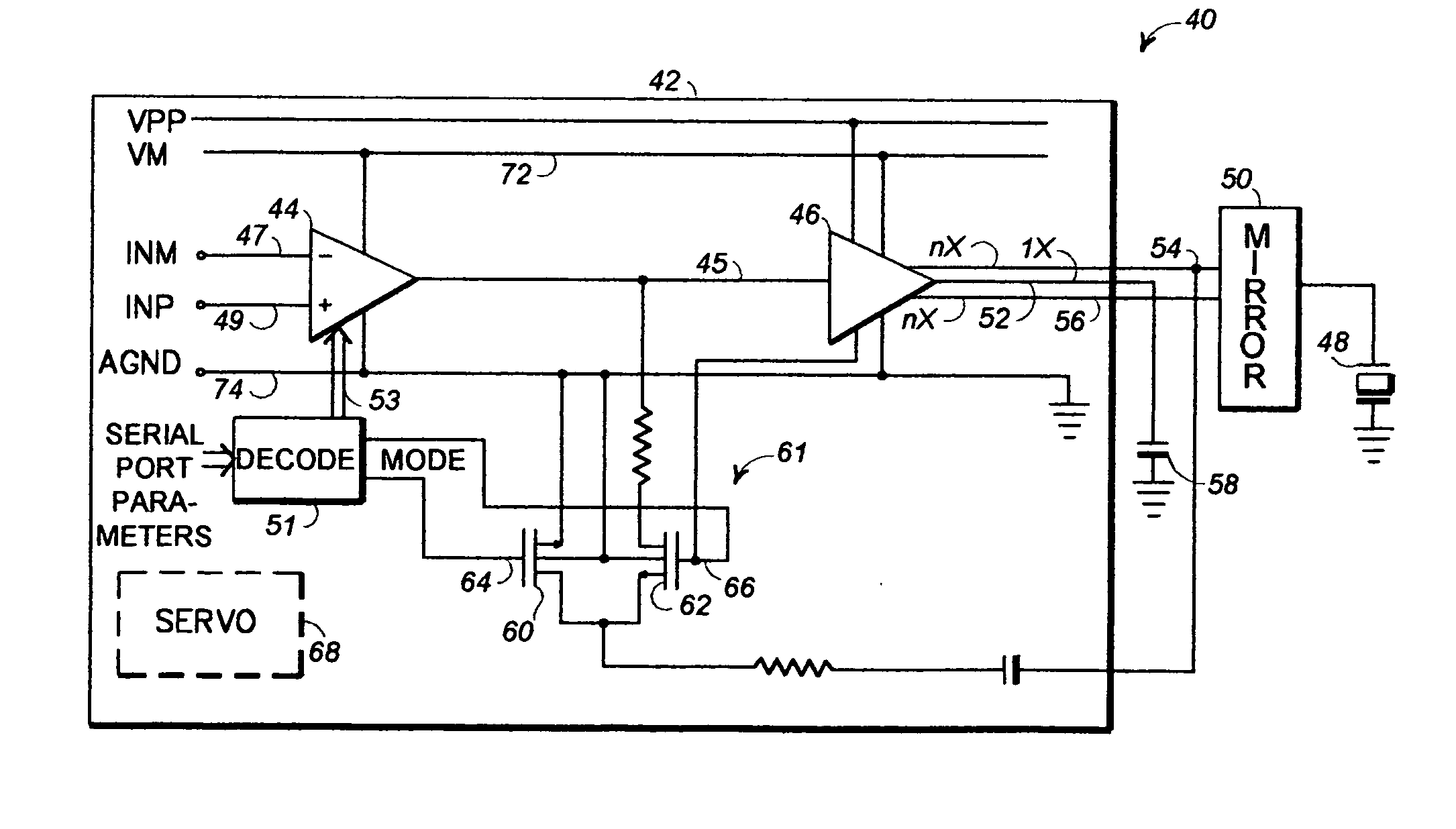 Adjustable compensation of a piezo drive amplifier depending on mode and number of elements driven