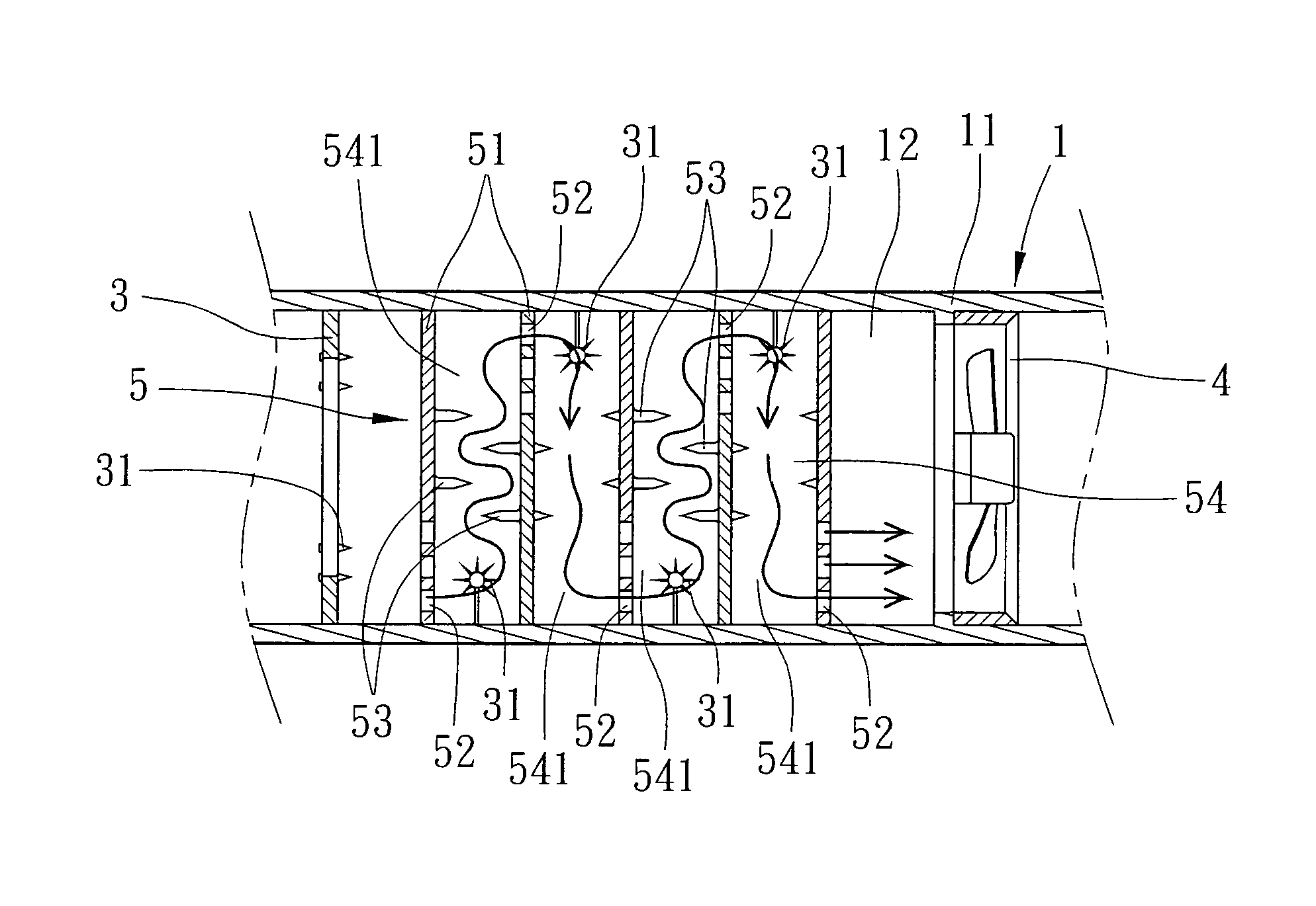 High-performance labyrinth type air treatment apparatus