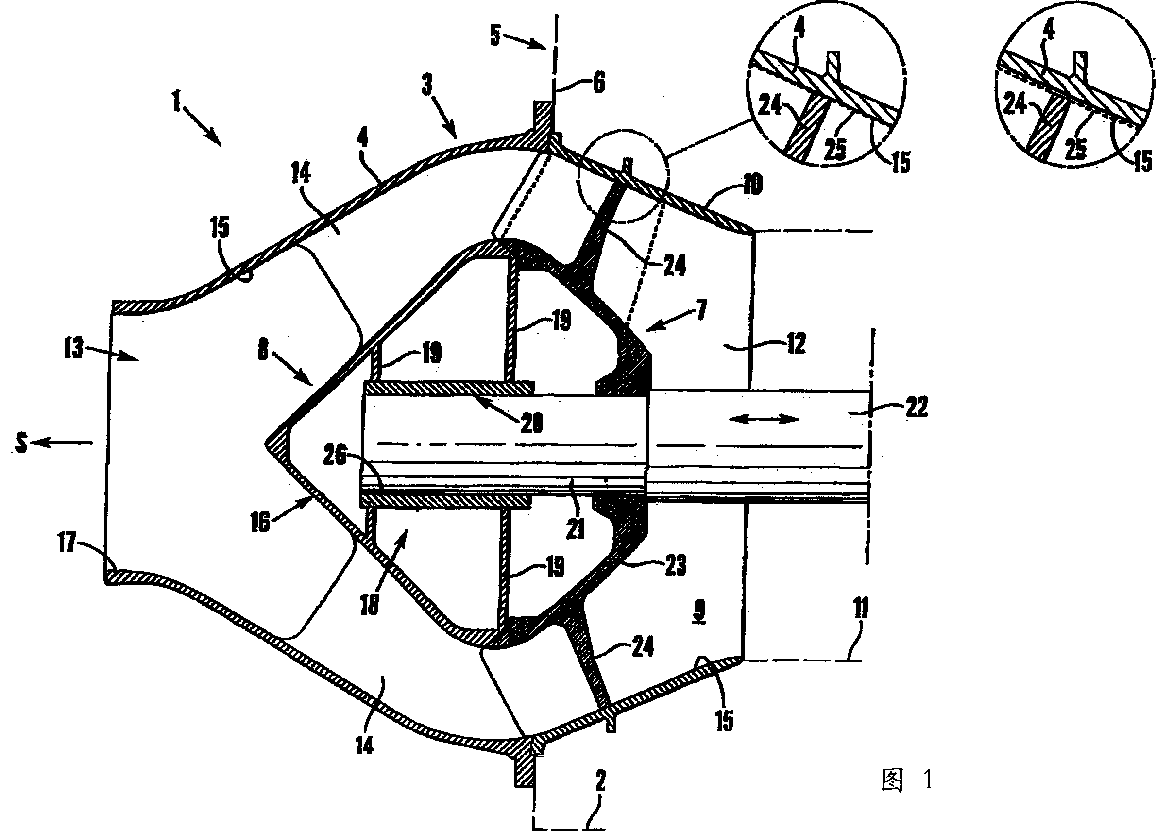 Axially adjustable thrust bearing for jet propulsion units