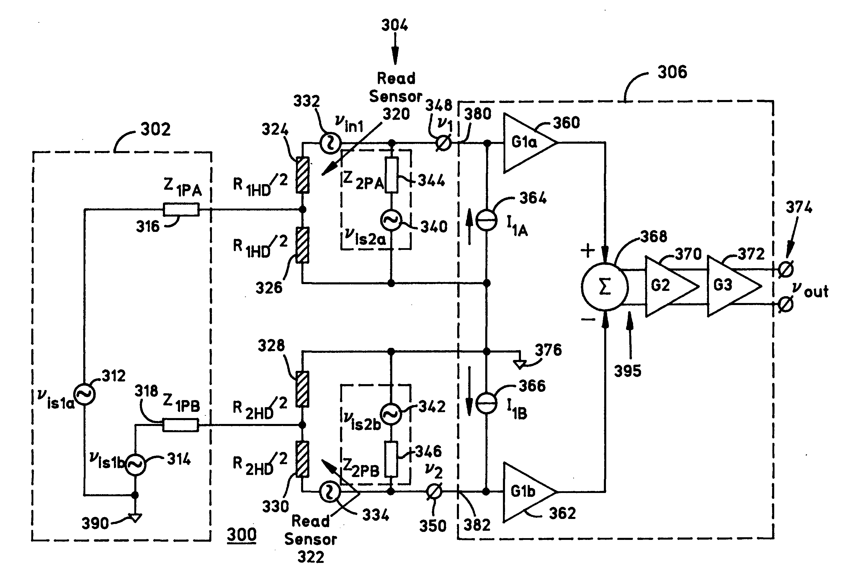 Preamplifier circuit with signal interference cancellation suitable for use in magnetic storage devices