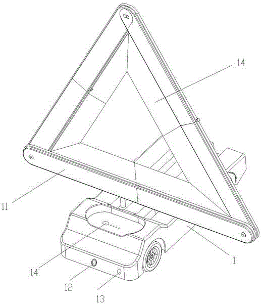 Multifunctional self-walking assembled LED (light emitting diode) triangular warning board