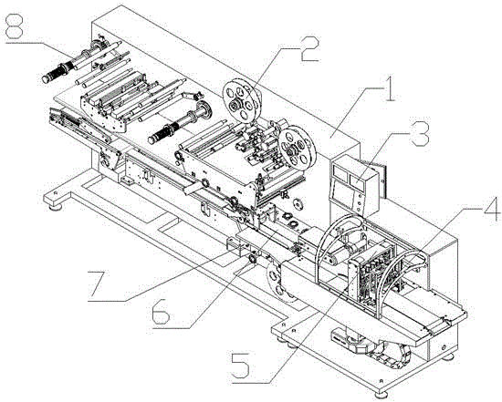 Eccentric reciprocating type press-fitting cutting packaging device and packaging machine adopting device