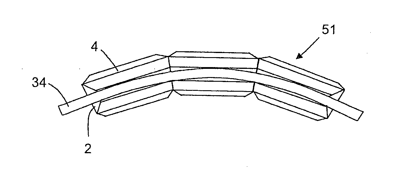 Decorative element comprising a number of stones which are assembled within a closed frame, comprising two decorative faces