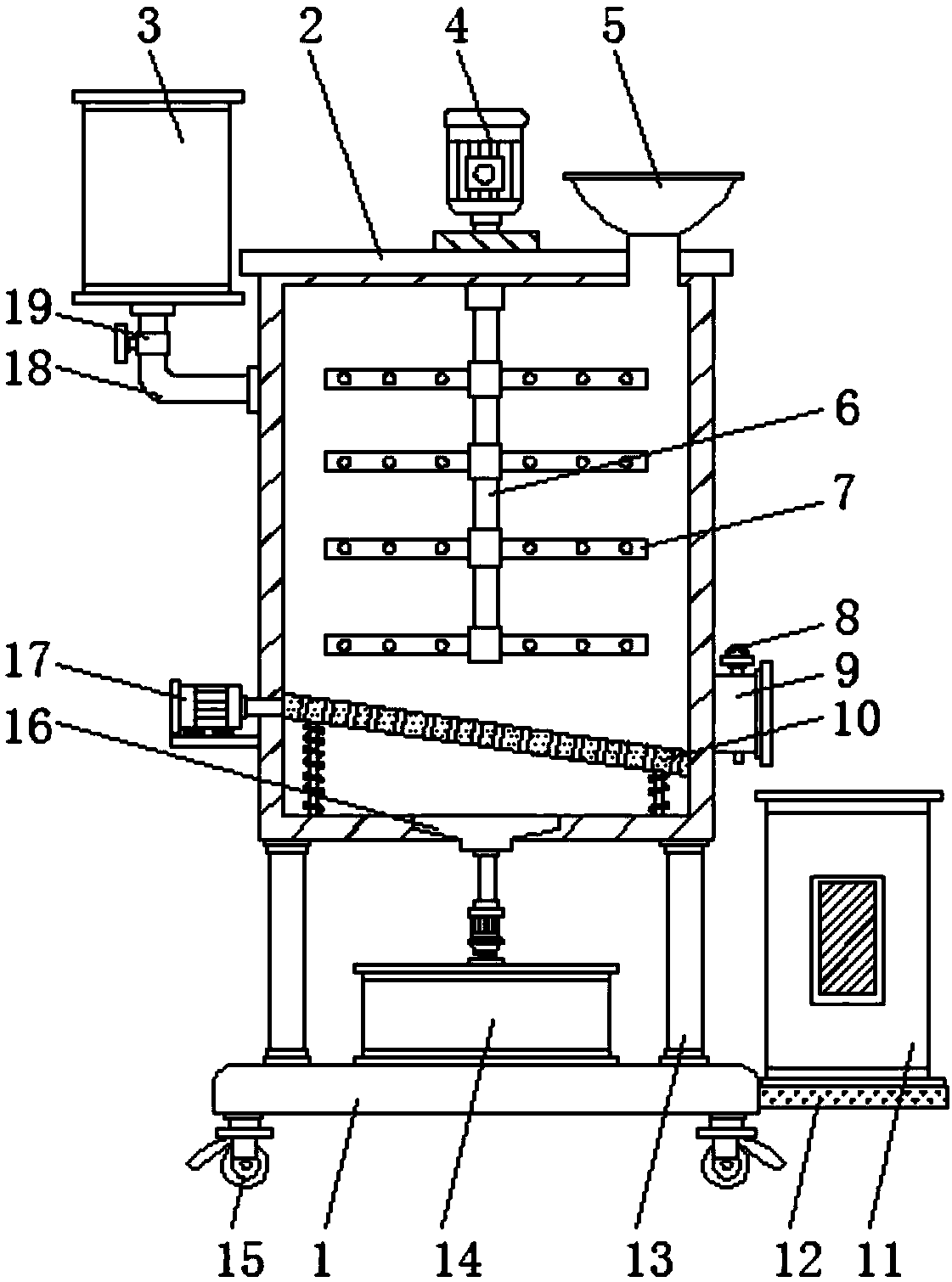 Medicine stirring device for flower seeds