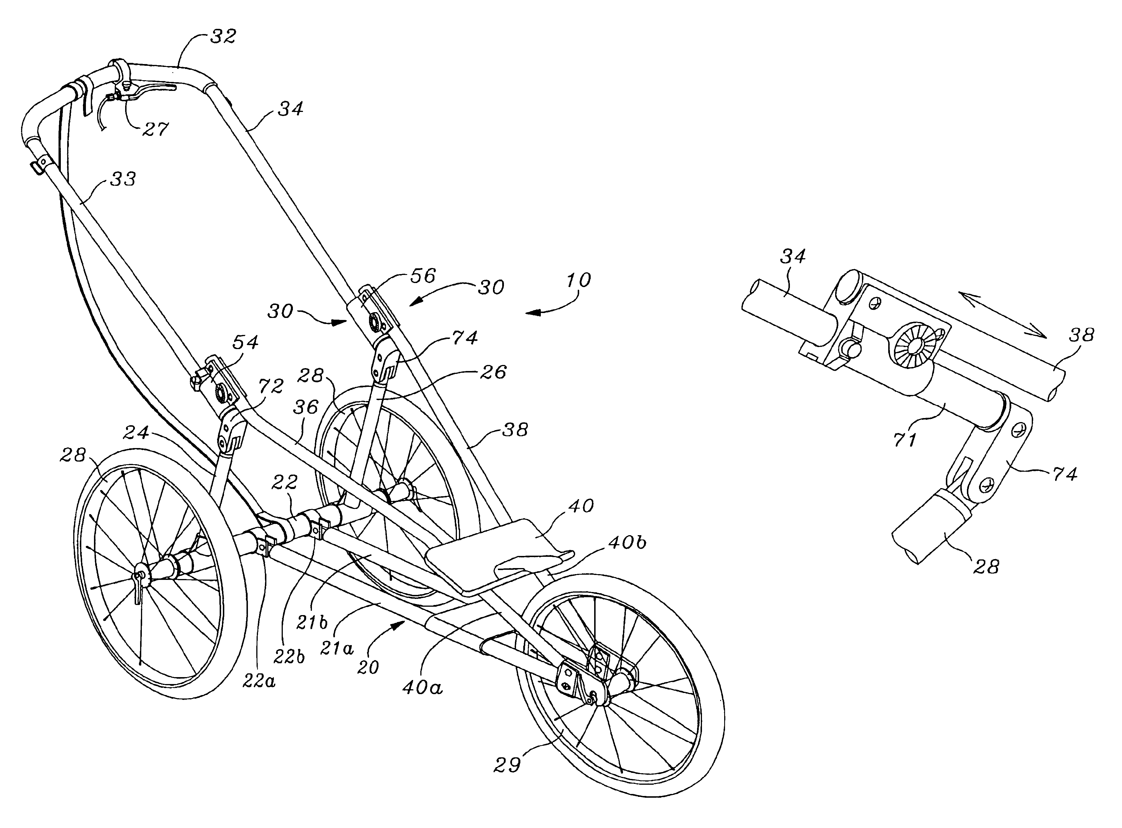 Foldable jogging stroller