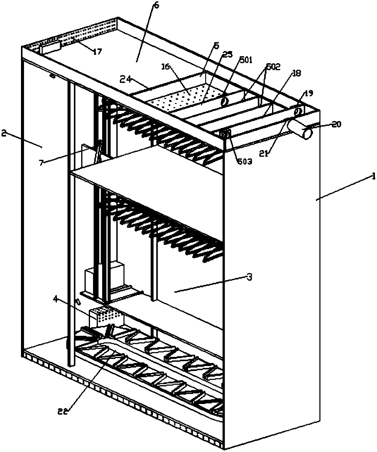 Intelligent automatic storing and taking wardrobe system with air replacement and treatment functions