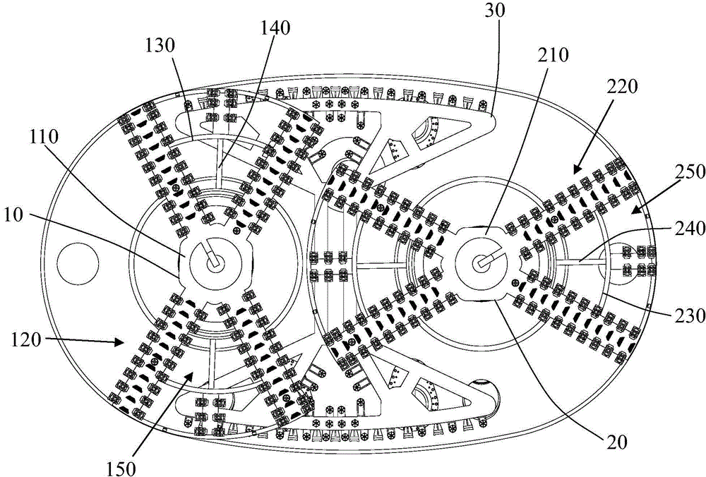 Rectangular shield cutter head device and synchronous control method thereof