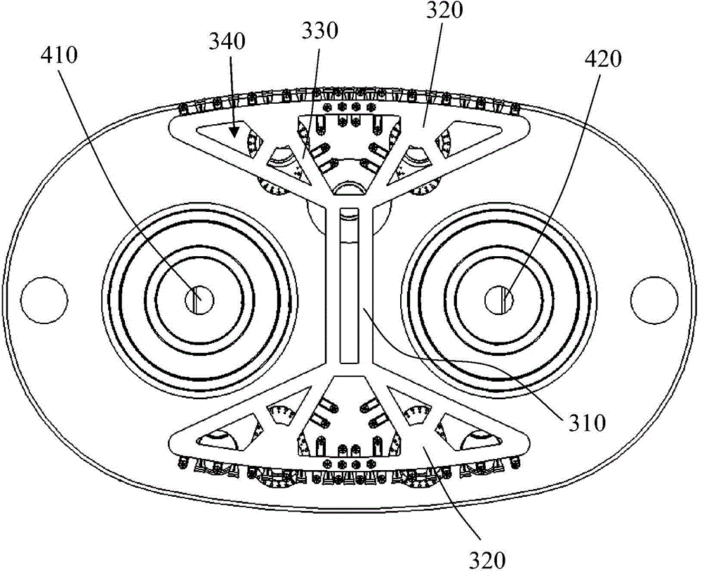 Rectangular shield cutter head device and synchronous control method thereof