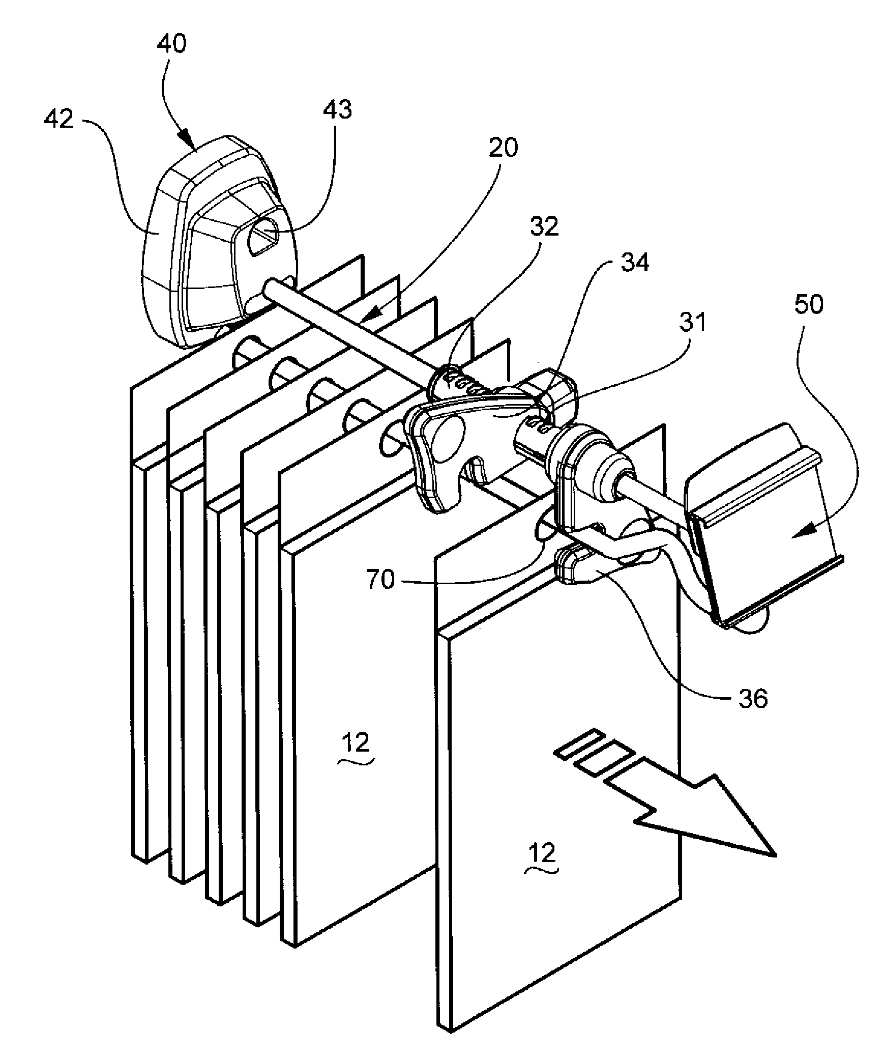 Merchandise display hook having interlocking time delay arms