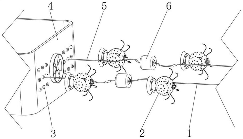 A device for clearing floating debris in a river