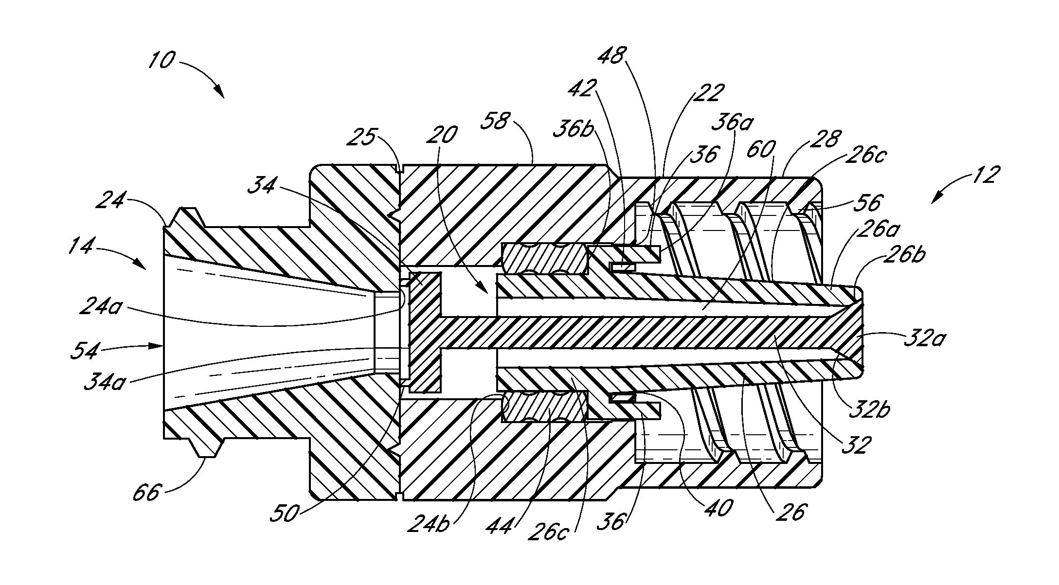 Medical connector with closeable luer connector