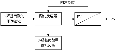 Esterification reaction-pervaporation membrane separation integrated method for producing methyl 3-hydroxypropionate