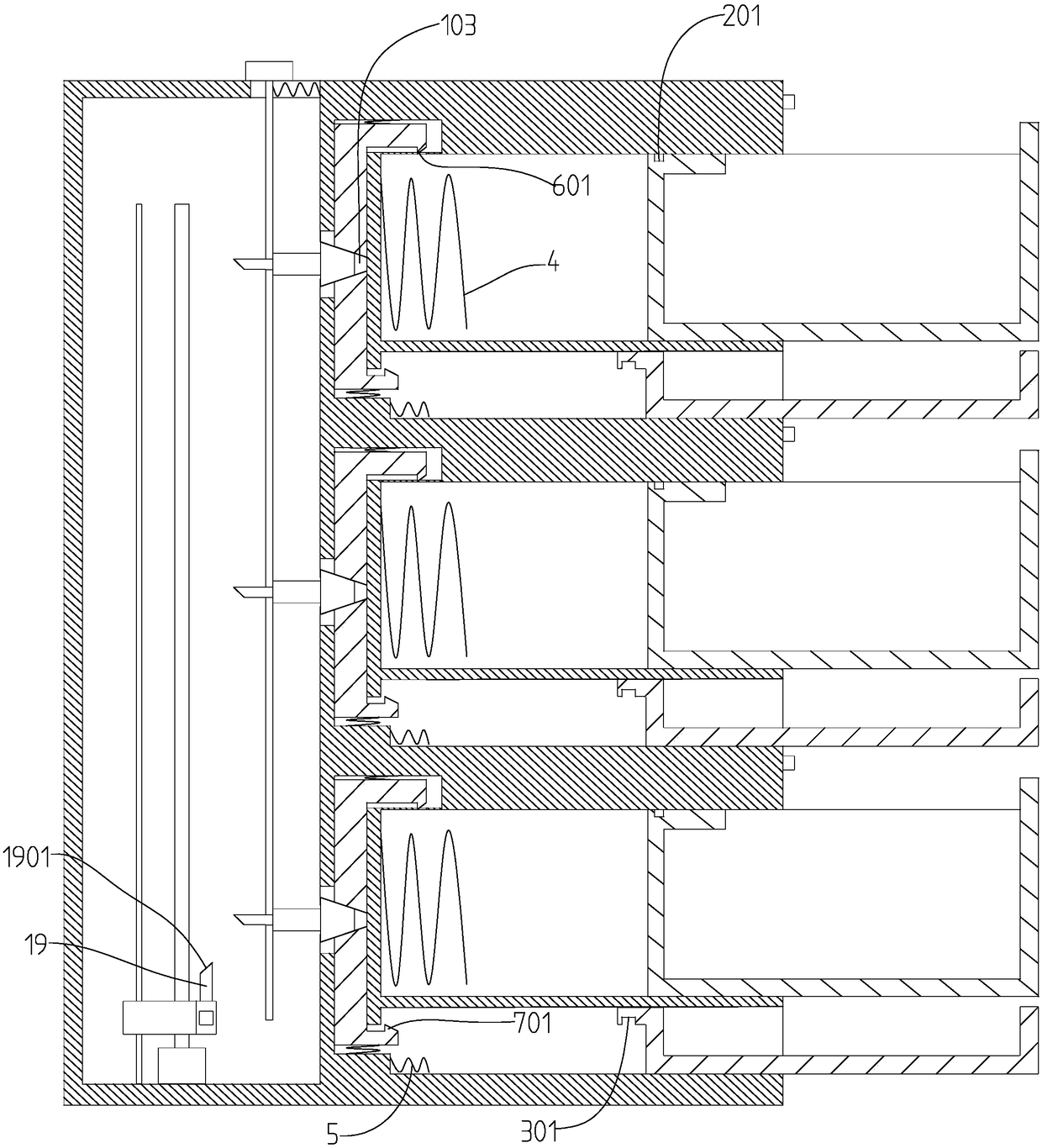 Tool-cabinet-included power drawer cabinet with function selective delocking