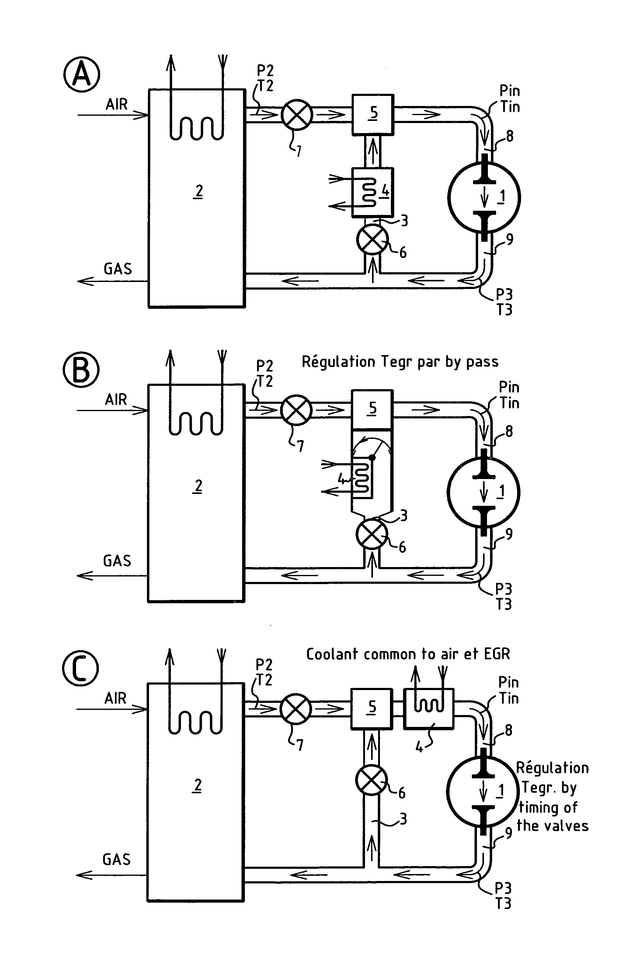 Alternative (reciprocating) engine with recirculation of exhaust gases intended for the propulsion of automobiles and method turbocharging these motors