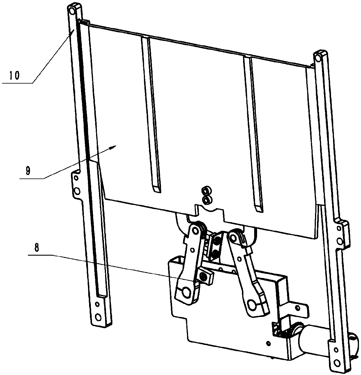 Gate mechanism with self-locking function for self-service financial service equipment