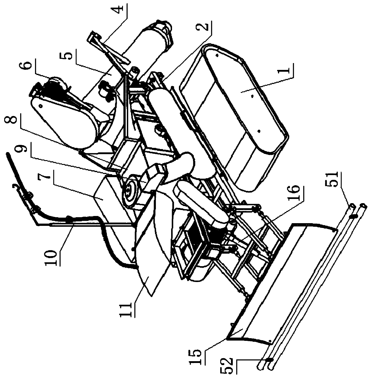 Sucking and throwing separated type steering granary flattening robot