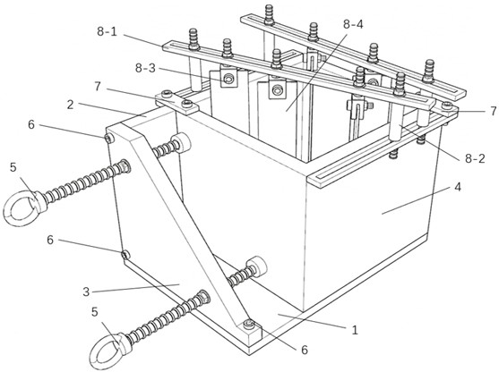 Crack-containing rock material preparation test device and use method