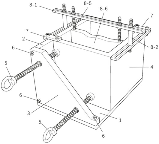 Crack-containing rock material preparation test device and use method