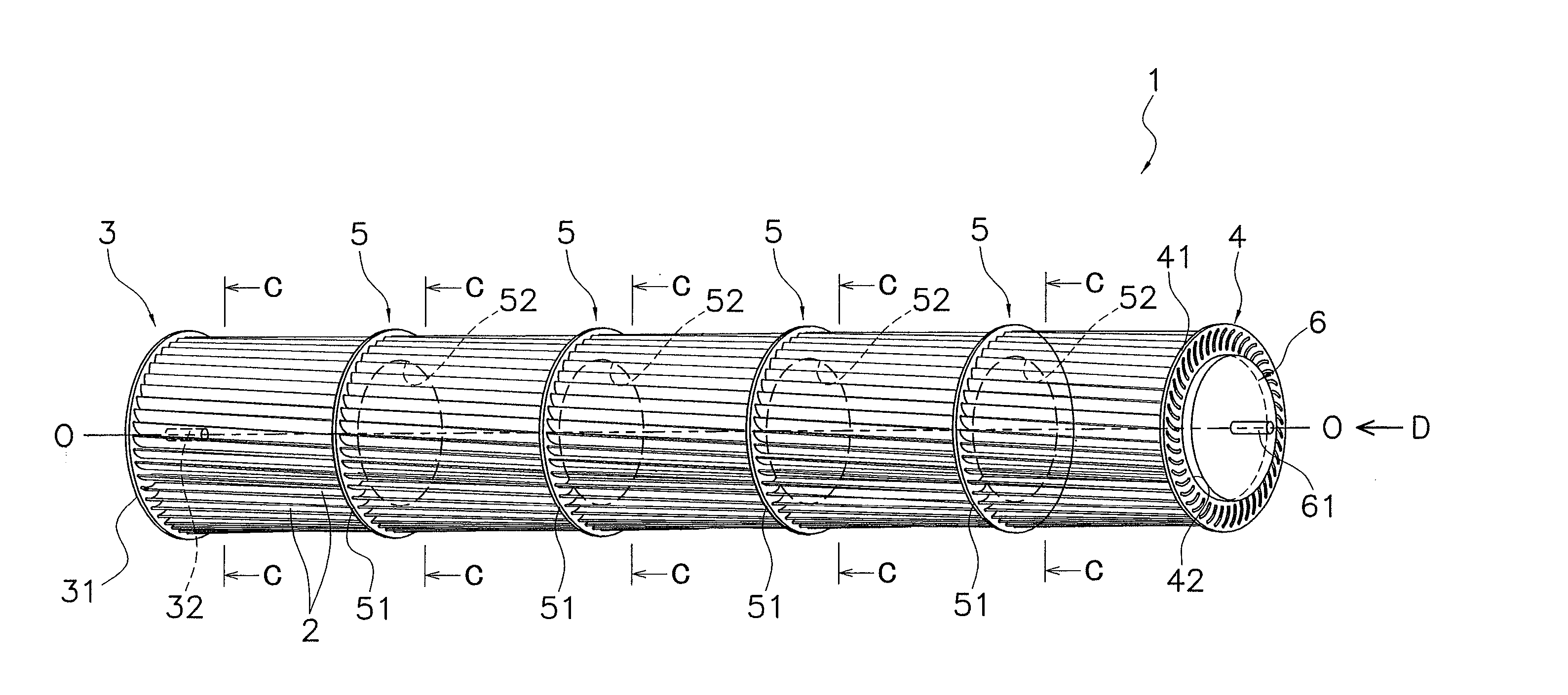 Cross-flow fan made of resin and method of manufacturing the same