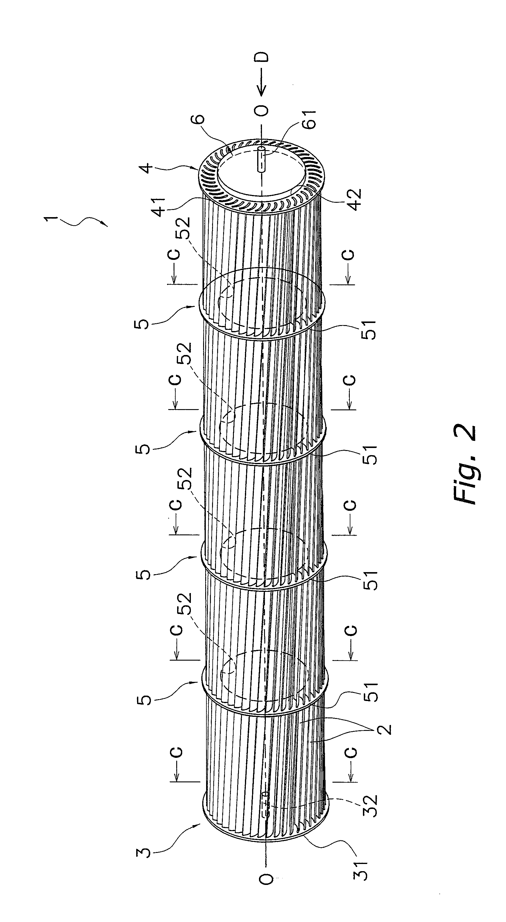 Cross-flow fan made of resin and method of manufacturing the same