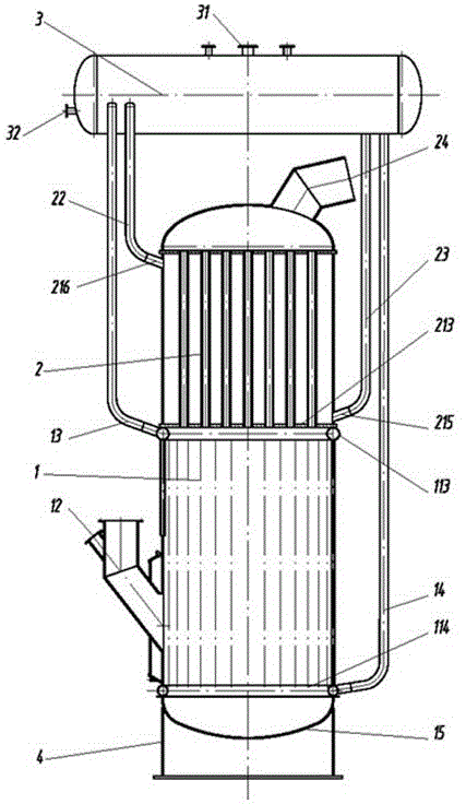 Double-region device for efficiently recovering yellow phosphorus combustion heat