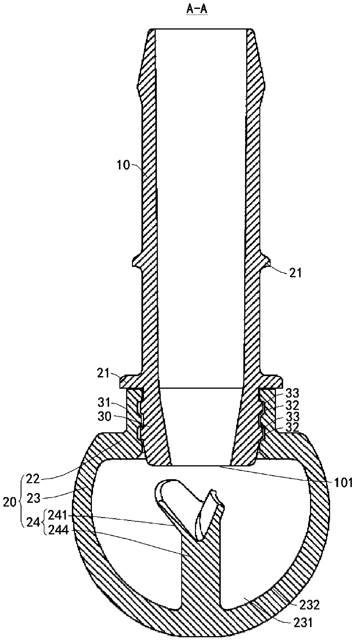 Laundry treatment device, nozzle and spray assembly for laundry treatment device