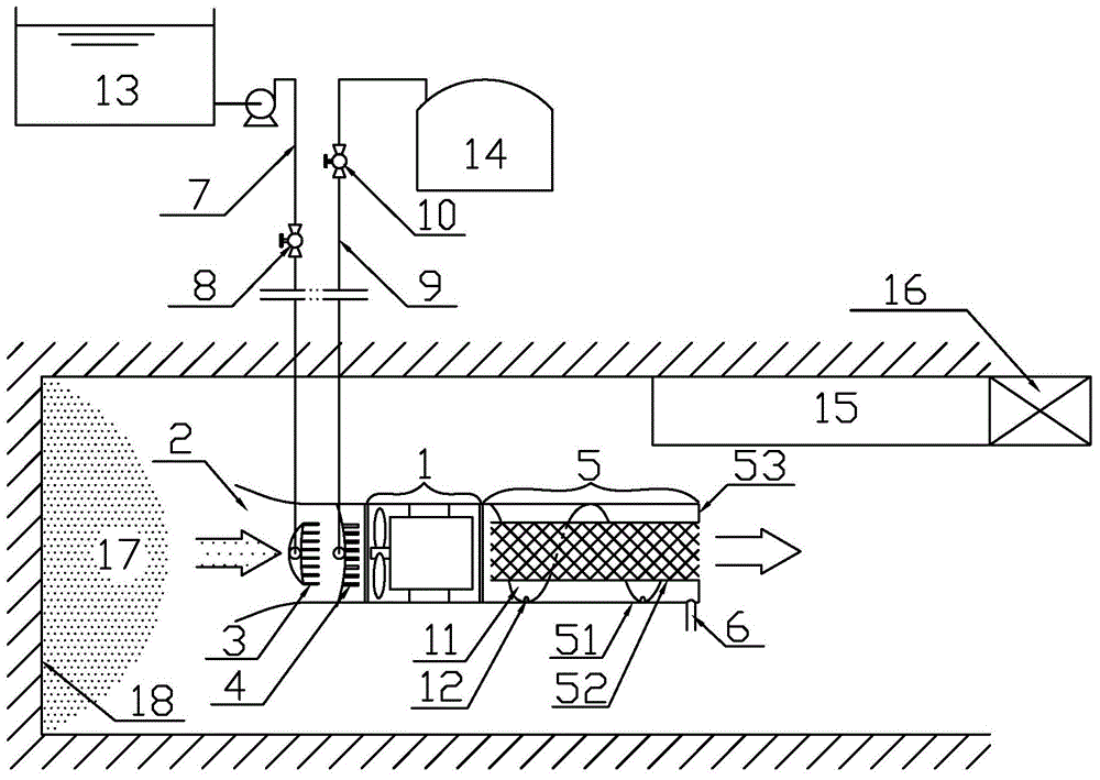 Transformation method of negative pressure suction dust removal process in coal mine