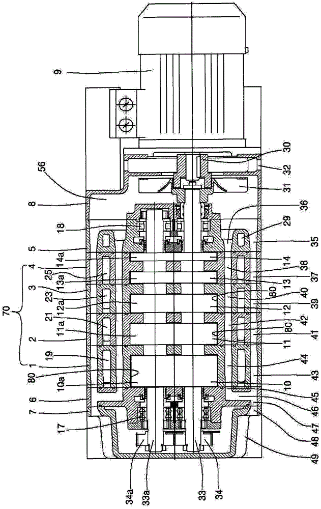 Multistage dry vacuum pump