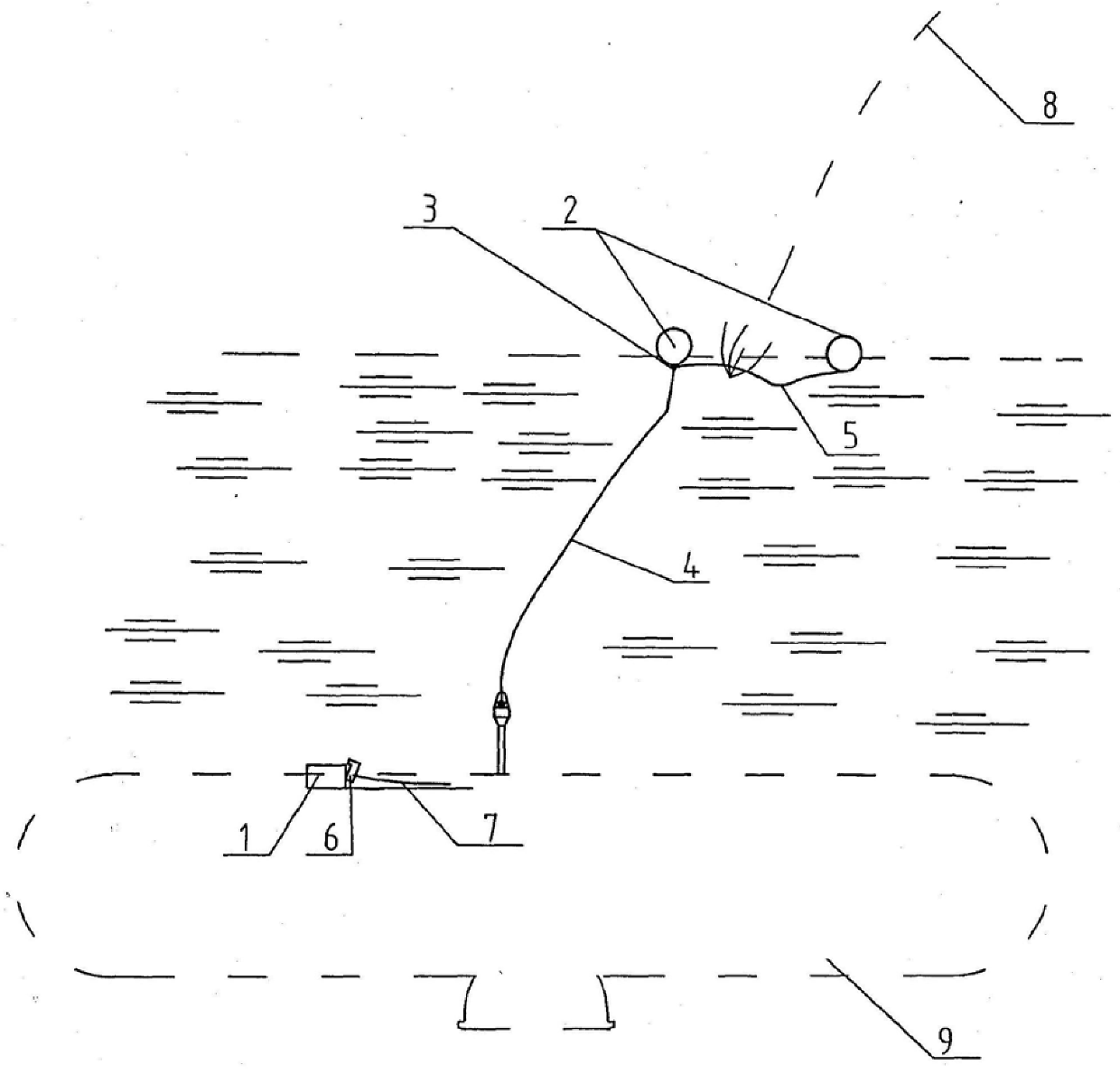 Cable floating ball throwing device for submersible