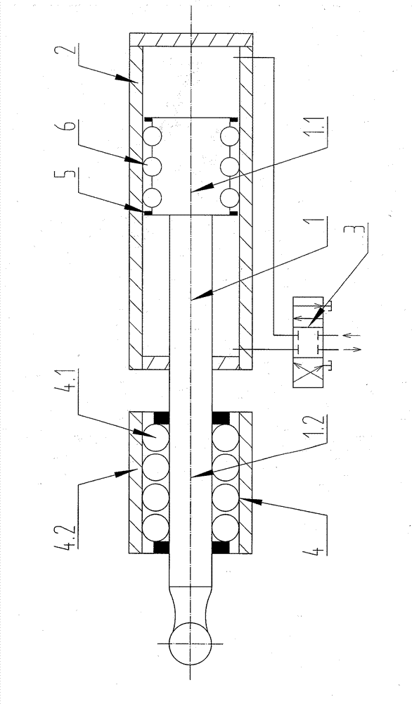 Method for utilizing rolling friction to centralize piston rod to do reciprocating motion and actuating device for utilizing rolling friction to centralize piston rod to do reciprocating motion through implementing method