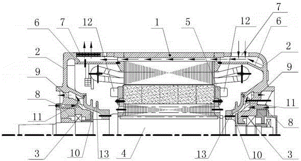 High speed train totally enclosed type permanent magnetic traction motor