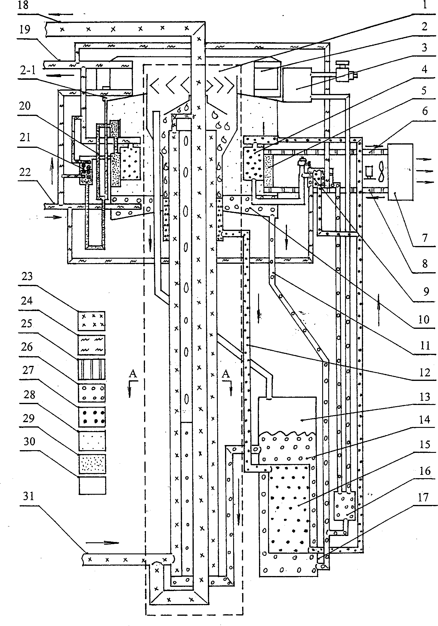 Cresent passage solution elevating vapor generator for absorption refrigerator with half-moon like pass